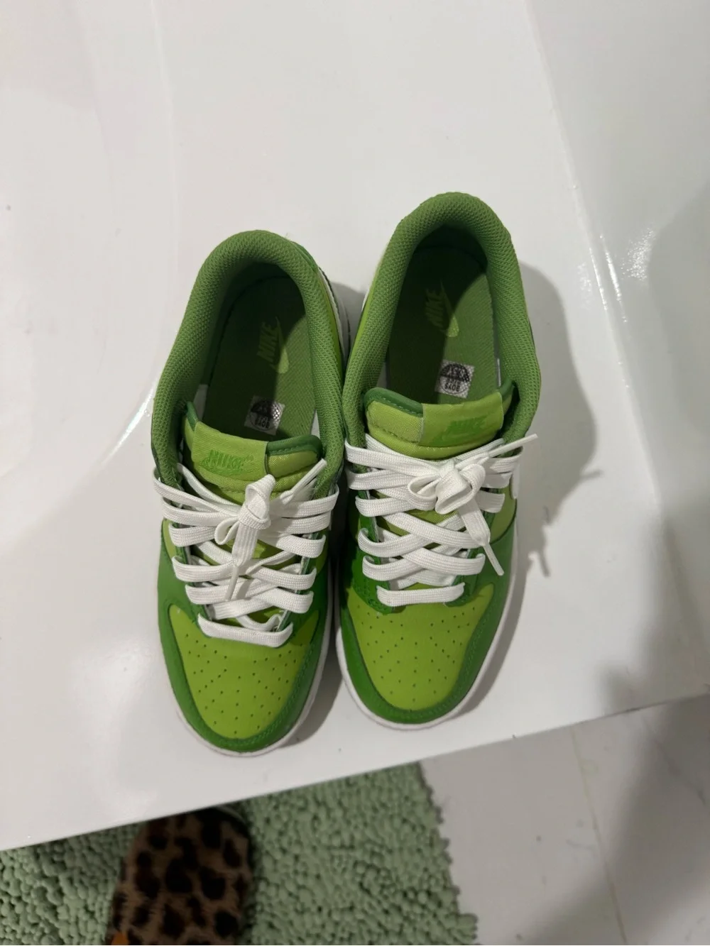 Nike Kids Green Low-Top Sneakers with White Swoosh